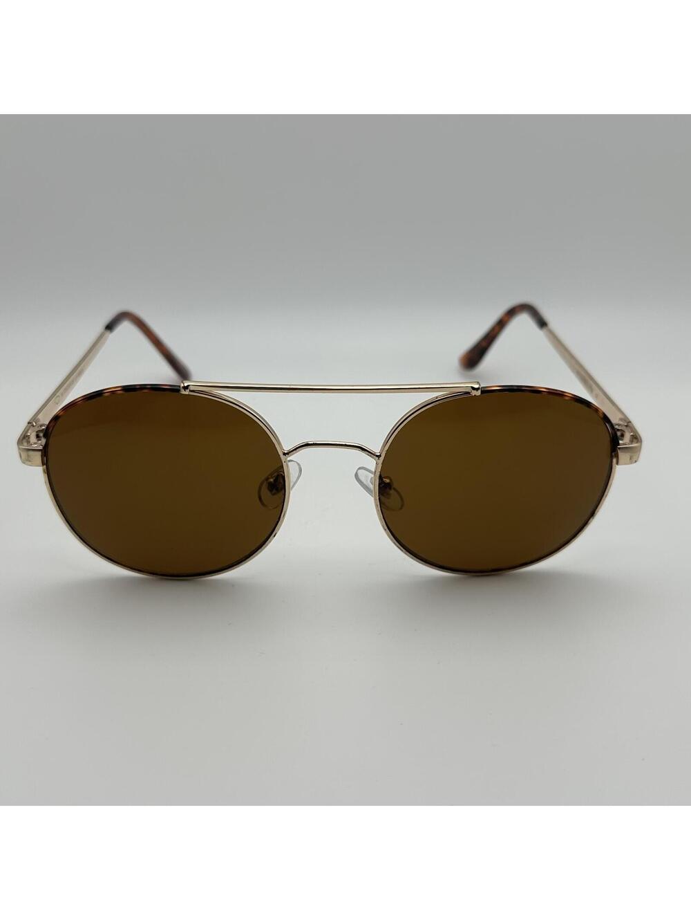 Oscar de la Renta Round Metal Aviator Gold Tone Sunglasses Brown Lenses - Picture 3 of 12